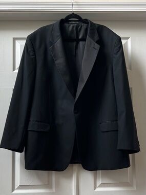 After Hours Black Tuxedo Men's Wool Blazer, Size 48R